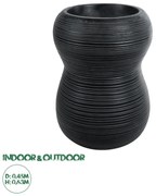 20774 GloboStar®  Artificial Garden BARRIO 20774 Επιδαπέδιο Πολυεστερικό Τσιμεντένιο Κασπώ Γλάστρα - Flower Pot Μαύρο Φ45 x Υ63cm
