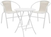 Τραπεζαρία Albero-Obbi pakoworld 3τεμ μέταλλο σε λευκή απόχρωση Φ60x70εκ 130-000188