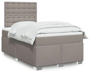 Κρεβάτι Boxspring με Στρώμα Taupe 120x190 εκ. Υφασμάτινο - Μπεζ-Γκρι