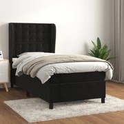 vidaXL Κρεβάτι Boxspring με Στρώμα Μαύρο 90x200 εκ. Βελούδινο