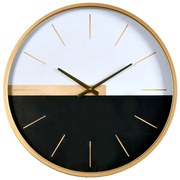 Ρολόι Τοίχου Μαύρο/Λευκό/Χρυσό Μέταλλο/MDF 60x60x6cm