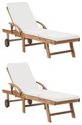 Ξαπλώστρες Κρεμ από Μασίφ Ξύλο Teak με 2 τεμ. Μαξιλάρια 3054633