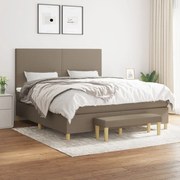 Κρεβάτι Boxspring με Στρώμα Taupe 160x200 εκ. Υφασμάτινο - Μπεζ-Γκρι