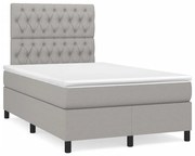 vidaXL Κρεβάτι Boxspring με Στρώμα Ανοιχτό Γκρι 120x190 εκ. Υφασμάτινο