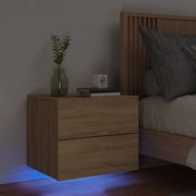 vidaXL Κομοδίνο Επιτοίχιο με Φώτα LED Sonoma Δρυς