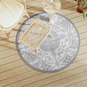 vidaXL Χαλί εξωτερικού χώρου ARAKIL ανοιχτό γκρι Ø120 cm PP