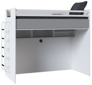 JOKER παιδική κουκέτα ΛΕΥΚΟ / ΓΚΡΙ για στρώμα 100 X 200 με μεταλλική σκάλα