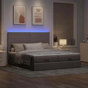 vidaXL Οθωμανικό κρεβάτι με στρώματα & LEDs Taupe 180x200cm ύφασμα