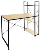 ΓΡΑΦΕΙΟ Η/Υ με 4 Ράφια Μέταλλο Βαφή Μαύρο- Melamine Beech 120x60x75/122cm