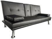 Καναπές Κρεβάτι Τριθέσιος ArteLibre ALFRED Μαύρο PU 164x76.5x79cm