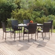 vidaXL Σετ Τραπεζαρίας Κήπου 7 Τεμαχίων Μαύρο από Συνθετικό Ρατάν