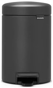 Κάδος απορριμμάτων με πεντάλ Brabantia NewIcon 1001102, 3 L, Ομαλό κλείσιμο, Αντιολισθητική βάση, Ορυκτή επίστρωση, Σκούρο γκρι