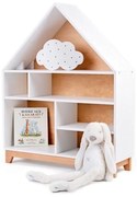 Montessori Ξύλινη Ραφιέρα σε σχήμα Σπιτιού Woodle  White + Natural  85 x 25 x 93cm  WO10030W  Ingvart