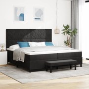 vidaXL Κρεβάτι με Κιβώτιο με Στρώμα & Πάγκο Μαύρο 200x200 εκ. Βελούδο