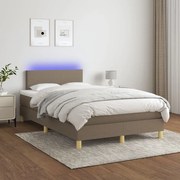 Κρεβάτι Boxspring με Στρώμα &amp; LED Taupe 120x200 εκ. Υφασμάτινο - Μπεζ-Γκρι