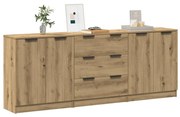 Μπουφές 3 τμχ Δρυς τεχνίτης 60x30x70 cm Επεξεργασμένο ξύλο - Καφέ