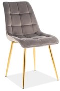 Επενδυμένη καρέκλα ύφασμια Chic 50x43x88 χρυσός/γκρι βελούδο DIOMMI CHICVZLSZ
