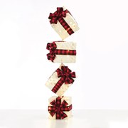 "WHITE VERTICAL GIFT BOX, RED&amp;BLACK BOW"  50 WW MINI LED ΛΑΜΠ. ΜΠΑΤ. 3ΑΑ IP20 4X19CM, H85CM ACA X1150116