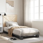 vidaXL Πλαίσιο Κρεβατιού με Κεφαλάρι Γκρι 90x200 εκ. Μασίφ Ξύλο Πεύκου