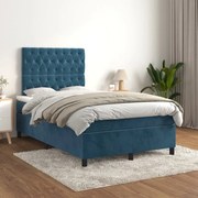 Κρεβάτι Boxspring με Στρώμα Σκούρο Μπλε 120x200 εκ. Βελούδινο