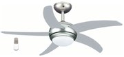 Primo PRCF-80425 Ανεμιστήρας Οροφής 44'' 110εκ. Με Τηλεχειριστήριο 1 Φως 5 Φτερά Ασημί