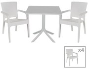 Τραπεζαρία Icon-Halcyon pakoworld σετ 5τεμ PP σε λευκή απόχρωση