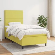 Κρεβάτι Boxspring με Στρώμα Πράσινο 100 x 200 εκ. Υφασμάτινο - Πράσινο