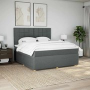 vidaXL Κρεβάτι Boxspring με Στρώμα Σκούρο Γκρι 180x200 εκ Υφασμάτιν