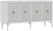 Μπουφές Midas 475OLV1752 150x40x79cm White-Gold Μοριοσανίδα, Μελαμίνη