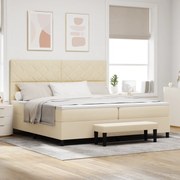 vidaXL Κρεβάτι με ελατήρια με στρώμα Κρεμ 200 x 200 cm ύφασμα