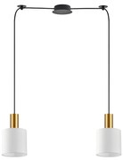 SE21-GM-4-BL2-SH1 ADEPT TUBE Gold Matt Pendant White Fabric Shade+