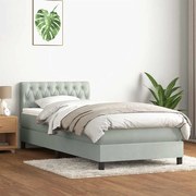 vidaXL Κρεβάτι Boxspring με Στρώμα Ανοιχτό Γκρι 80x210 εκ. Βελούδινο