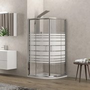 Karag New Flora 200 Καμπίνα Ντουζιέρας Ημικυκλική με σεριγραφάτο κρύσταλλο &amp; Συρόμενη Πόρτα 80x80x180cm