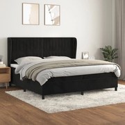 Κρεβάτι Boxspring με Στρώμα Μαύρο 200x200 εκ. Βελούδινο