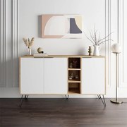 Μπουφές Clara Megapap χρώμα φυσικό οξιάς - λευκό 142x35,6x83εκ.