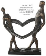 Διακοσμητικό ArteLibre Φιγούρες Κρατούν Καρδιά Μπρονζέ-Ασημί Polyresin 13x26x31cm