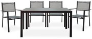 Τραπεζαρία Κήπου Nares-Moly 152-000005 (Σετ 5τμχ) Black-Anthracite 4 Θέσεων