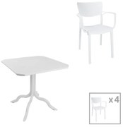 Τραπεζαρία Icon-Fontline pakoworld σετ 5τεμ PP σε λευκή απόχρωση