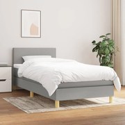 vidaXL Κρεβάτι Boxspring με Στρώμα Ανοιχτό Γκρι 90x200 εκ. Υφασμάτινο