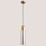 Φωτιστικό Κρεμαστό Ø10xH190cm 1xE14 220V 50/60Hz Gold &amp; Smoky Glass Eurolamp Arte Illumina 144-40010