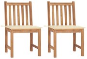 vidaXL Καρέκλες Κήπου 2 Τεμαχίων από Μασίφ Ξύλο Teak με Μαξιλάρια