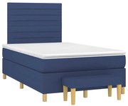 vidaXL Κρεβάτι Boxspring με Στρώμα Μπλε 120x190 εκ. Υφασμάτινο