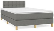 vidaXL Κρεβάτι Boxspring με Στρώμα &amp; LED Σκ.Γκρι 120x190εκ. Υφασμάτινο