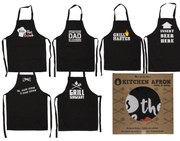 Ποδιά Κουζίνας ‘Cook & Grill’ Μαύρο Βαμβακερό 80x60cm Σε 6 Σχέδια