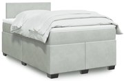 vidaXL Κρεβάτι Boxspring με Στρώμα Ανοιχτό Γκρι 120x190 εκ. Βελούδινο