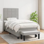 Κρεβάτι Boxspring με Στρώμα Ανοιχτό Γκρι 80x200 εκ. Υφασμάτινο - Γκρι