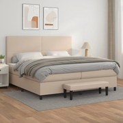 Κρεβάτι Boxspring με Στρώμα Καπουτσίνο 200x200εκ.από Συνθ.Δέρμα - Καφέ