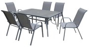 RIO Set Τραπεζαρία Μέταλλο Βαφή Ανθρακί, Textilene Γκρι: Τραπέζι   6 Πολυθρόνες  Table:140x80x71 Chair:55x74x91 [-Ανθρακί-, -Γκρι-] [-Textilene-, -Μέταλλο-] Ε250,7L