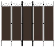 vidaXL Διαχωριστικό Δωματίου με 5 Πάνελ Καφέ 200 x 180 εκ.