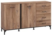 Κομότα - Μπουφές Corsica 3K4F Flagstaff Oak - Μαύρο 159x42x92 εκ. 159x42x92 εκ.